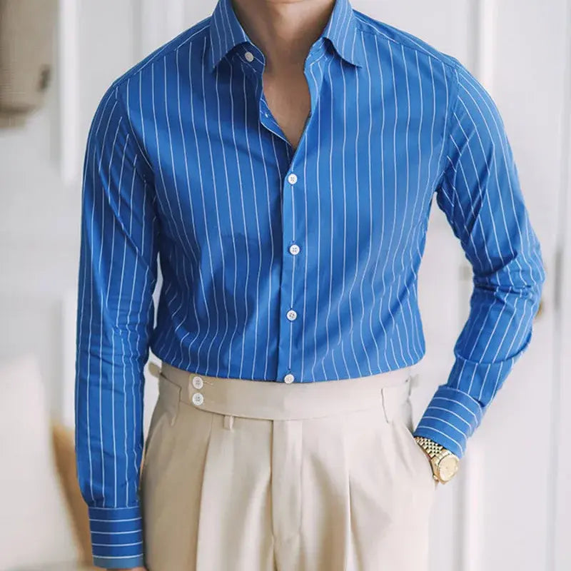 Camisa Social Listrada de Algodão Masculina Exigent MXE084