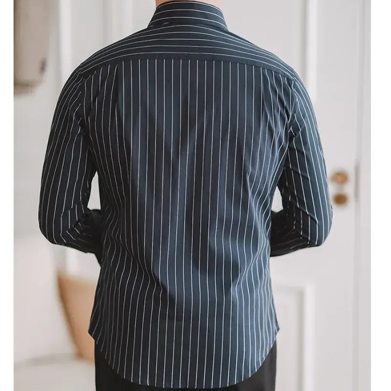 Camisa Social Listrada de Algodão Masculina Exigent MXE084