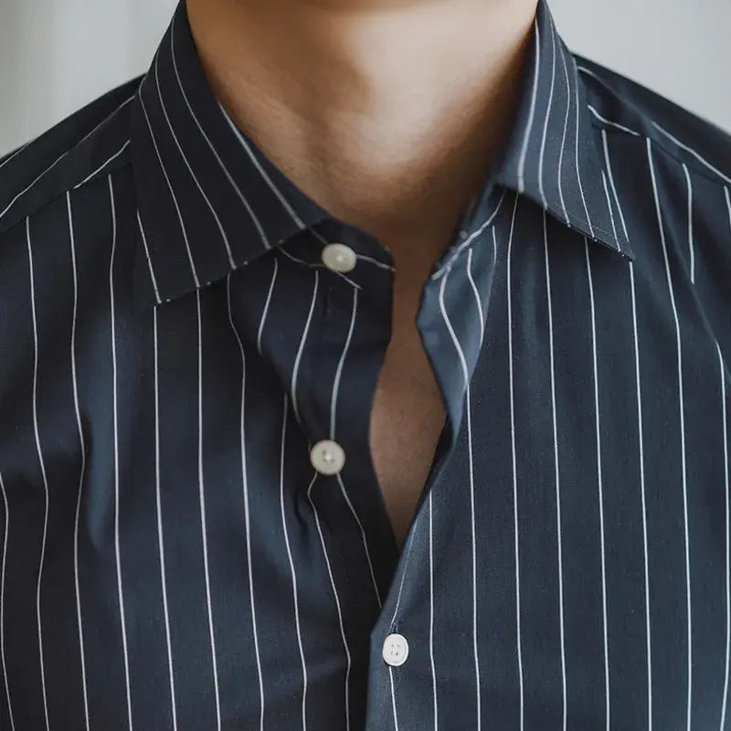 Camisa Social Listrada de Algodão Masculina Exigent MXE084