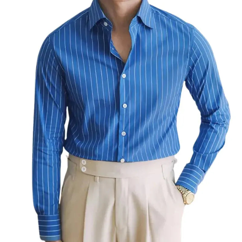 Camisa Social Listrada de Algodão Masculina Exigent MXE084