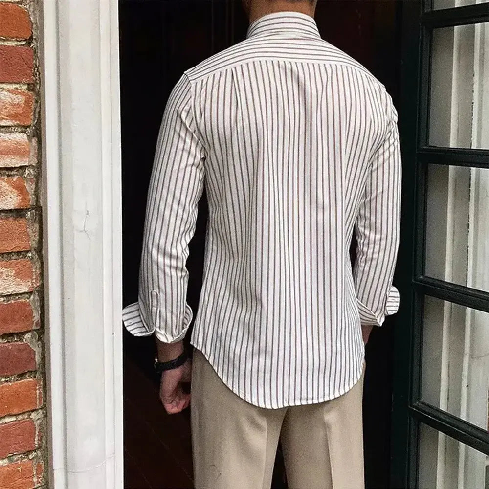 Camisa Social Listrada de Algodão Masculina Exigent MXE085