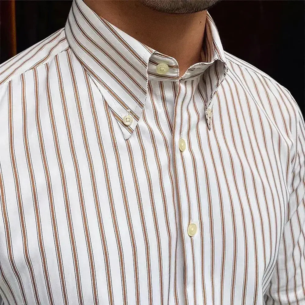 Camisa Social Listrada de Algodão Masculina Exigent MXE085
