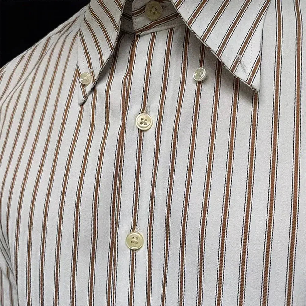 Camisa Social Listrada de Algodão Masculina Exigent MXE085